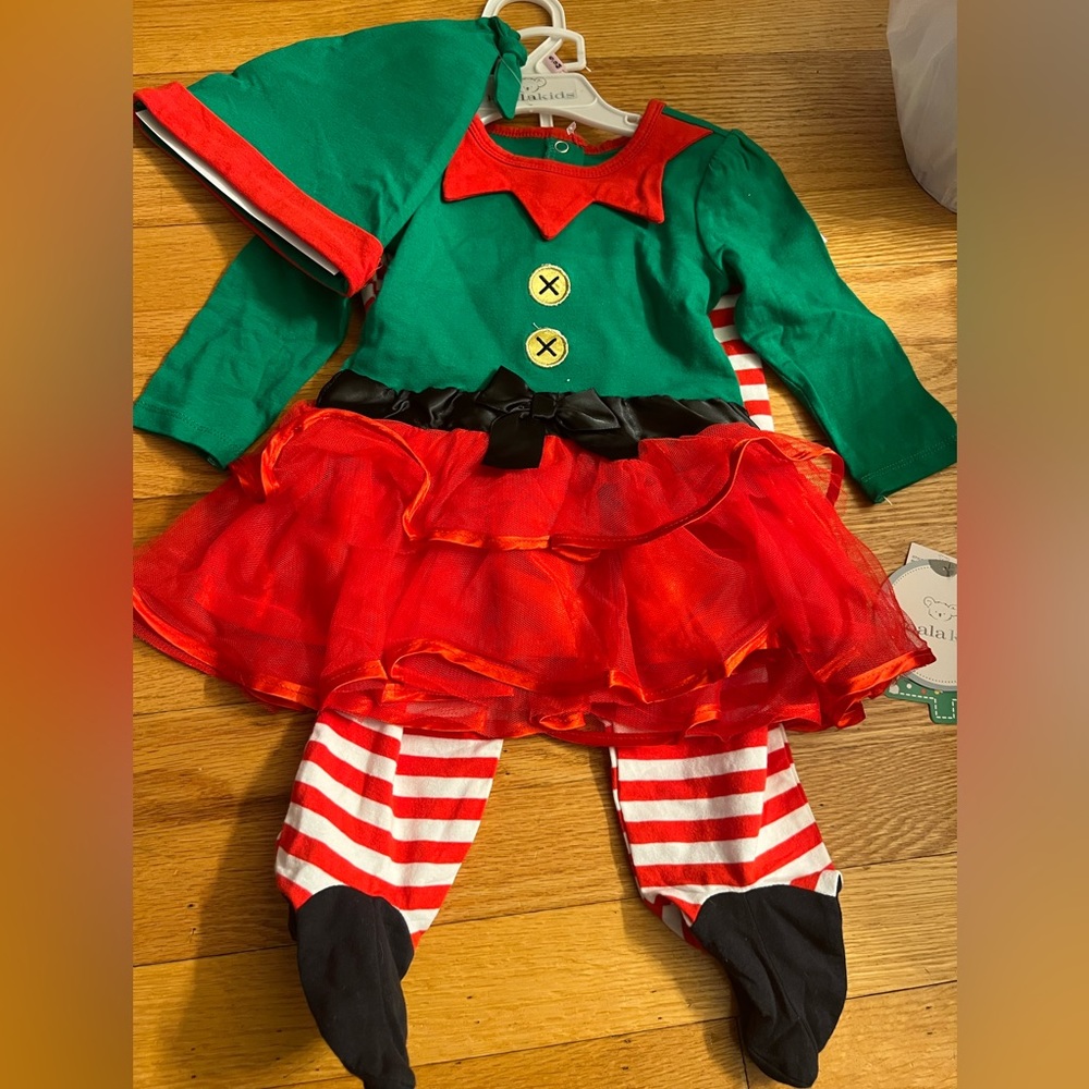 Girl elf outfit set Christmas holiday